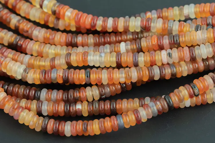 Natural Light Carnelian- High Quality in Smooth Saucer Roundel, 2x6mm Flat Rondel 7.5 Inches