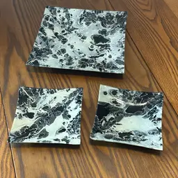 Ancient dick Talbett GLASS 3 Pc Serving Set, Black & Cream