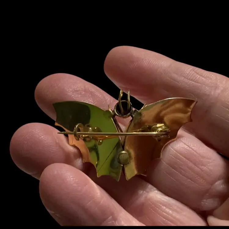 Vintage Goldtone Butterfly Shell Brooch / Pin