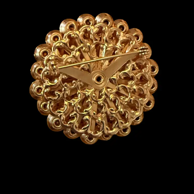 Clear & Green Tiered Rhinestone Brooch 2”