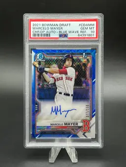 2021 Bowman Draft Marcelo Mayer CDA-MM Blue Wave Refractor Auto /150 PSA 10 Red Sox