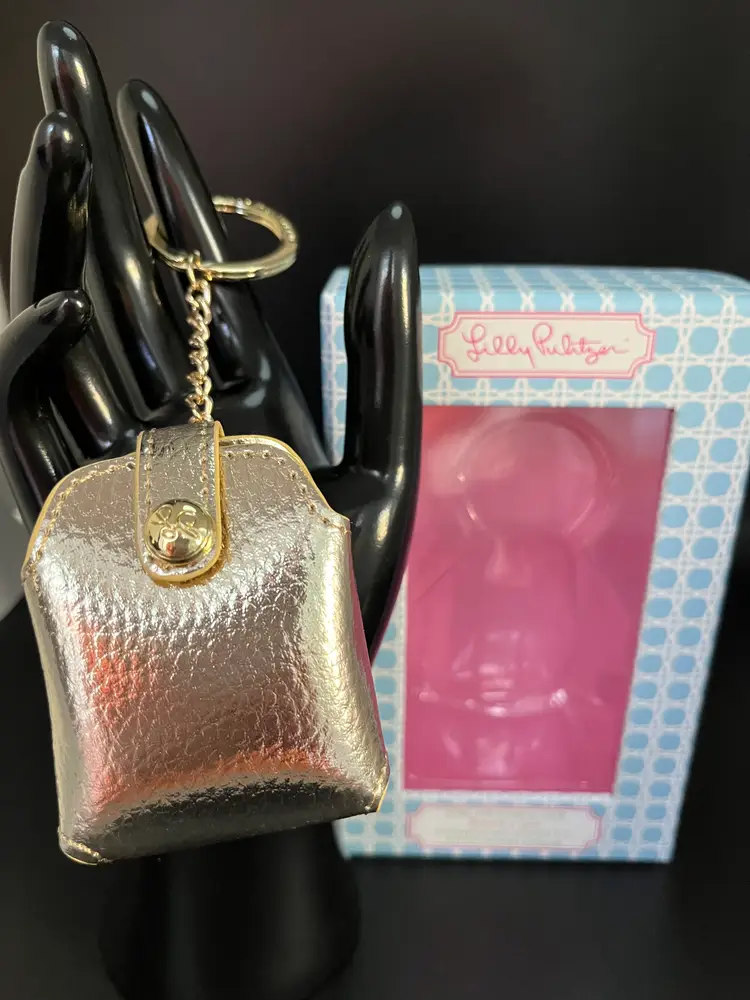 Lilly Pulitzer Gold Wireless Earbud Case with Keyring