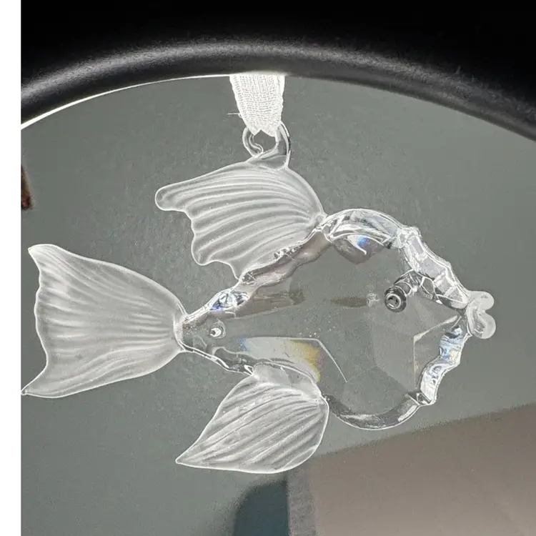 Clear Crystal & Frosted Fish Ornament