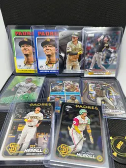 2024 Jackson Merrill RC Lot San Diego Padres Bowman Best, Finest, Heritage, Stadium Club 9 Card