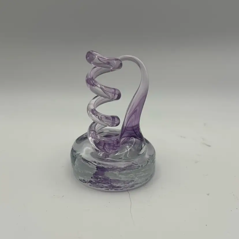 Art Glass Purple And Clear Pen holder Paperweight