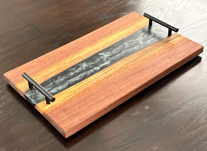 Walnut and blue-black epoxy charcuterie board