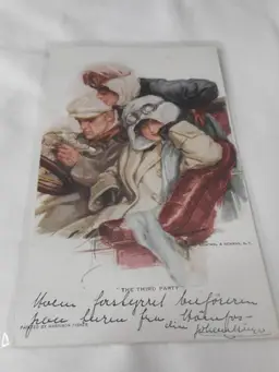 Vintage Postcard 1900s posted The Third Party People in a group drawing