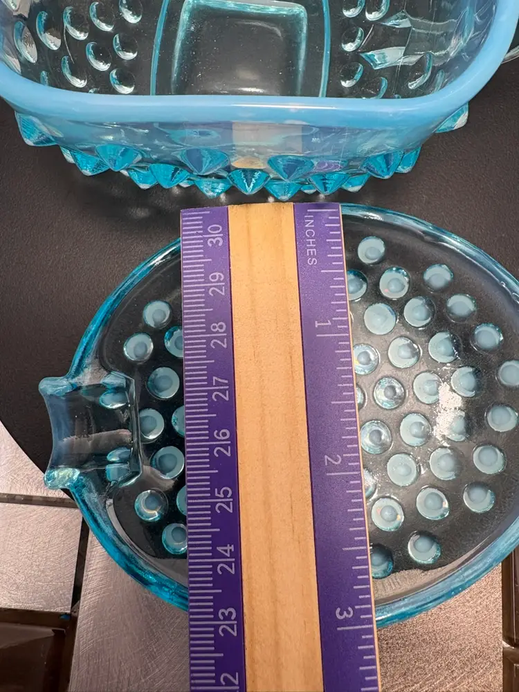 Vintage Fenton Blue Opalescent Tea Cup And Spoon Rest