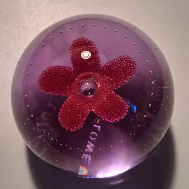 Caithness, Scotland Pop Flowers-Red, Neodymium Glass Paperweight, NEW IN BOX!