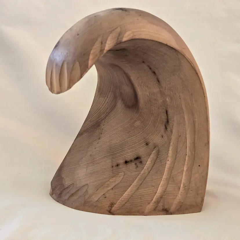 Abstract Wooden Sculpture Flowing Wave Decorative Modern Art MCM 5½" Tall Unbranded