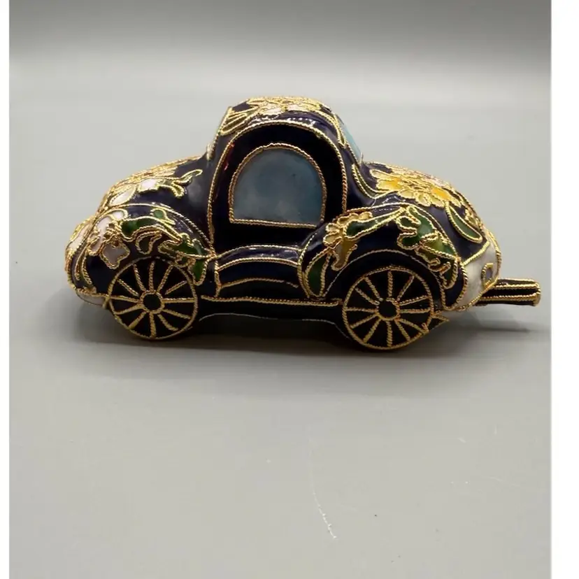 Vintage Chinese Cloisonné Enamel Miniature Car - Floral Filigree Motif - Rare 1967/7169 Model 4.5”x2”