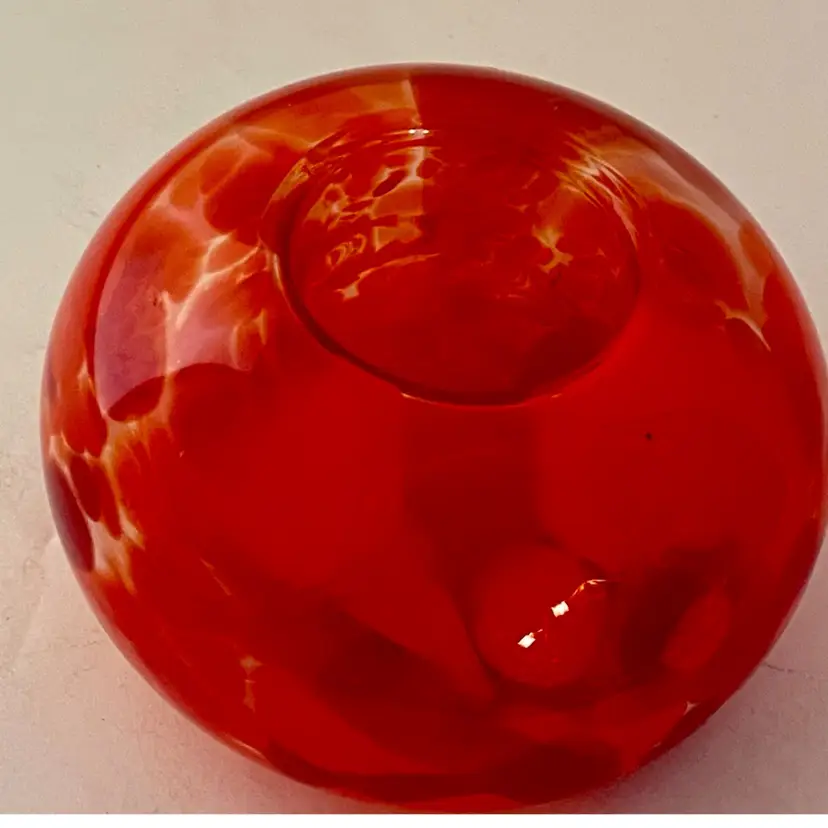Orange Red Swirled Candle Holder