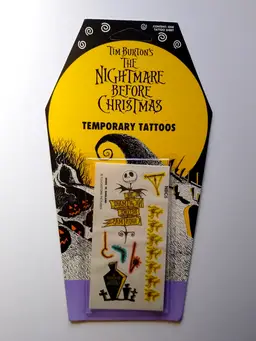 Nightmare Before Christmas Temporary Tattoos Halloween Horror On Tombstone Card