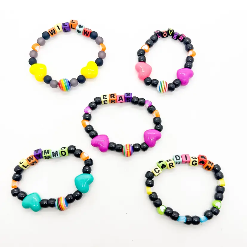Eras Tour Friendship Bracelets Trading Stretch Beaded Handmade Set of 5 B25