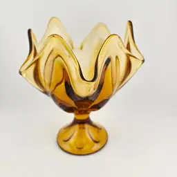 Vintage Viking Amber Six Petal Handkerchief Vase 7'