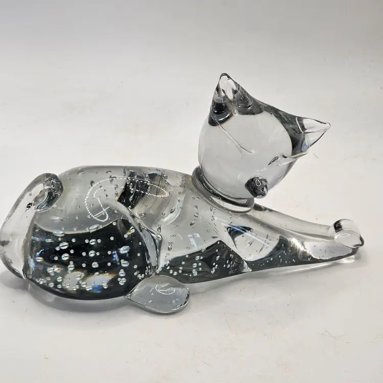 Clear Glass cat Kitten Figurine paperweight