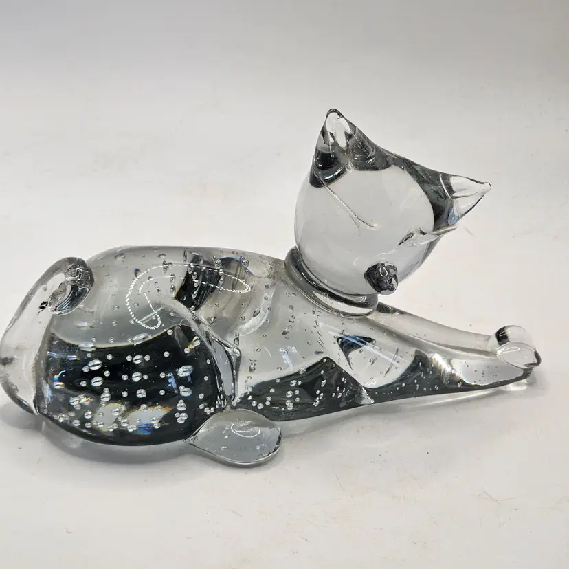 Clear Glass cat Kitten Figurine paperweight