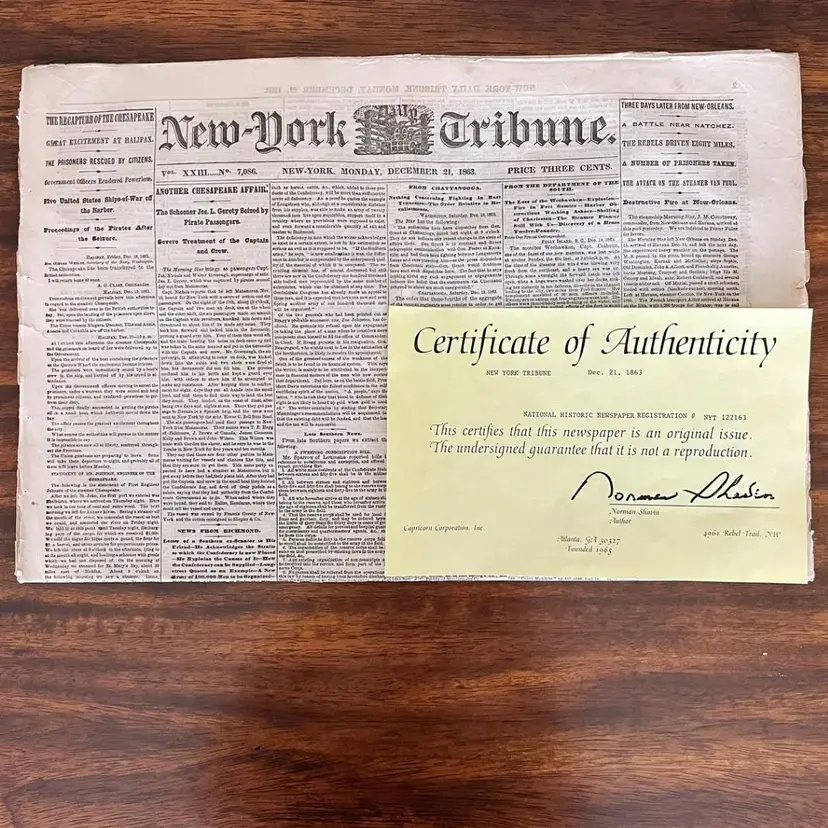 Civil War Era Newspaper 1863 New York Tribune Abraham Lincoln Memorabilia Rare
