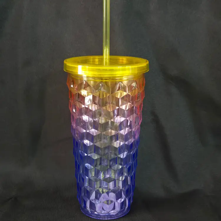 Acrylic Tumbler Yellow Pink Purple Smooth Diamond Tumbler 20oz