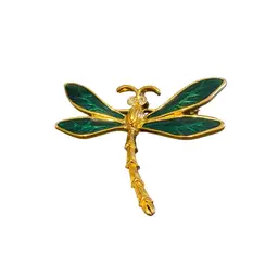 Trifari Green Enamel Dragonfly Brooch