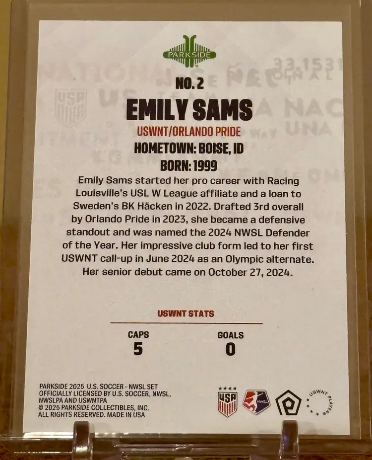 Emily Sams 2025 Parkside Club And Country #2 Foil Parallel