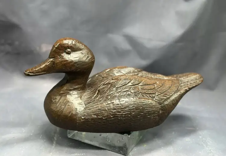 SALE Vintage Red Mill Mallard Duck Crushed Pecan Resin Sculpture Amazing