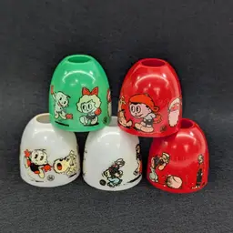 Vintage GE Textolite Christmas Bulb Light Covers Popeye Scrappy Margy Oopy Yippy