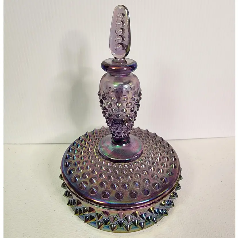 Fenton Lavender Iridescent Hobnail Perfume Powder Box