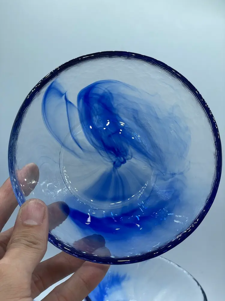 BORMIOLI ROCCO MURANO Cobalt Blue Swirl Glass Bowl Set of 4