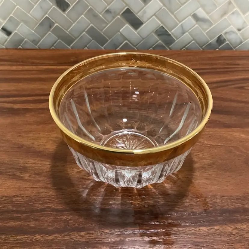 Mikasa 4” Crystal Bowl With Gold Trim