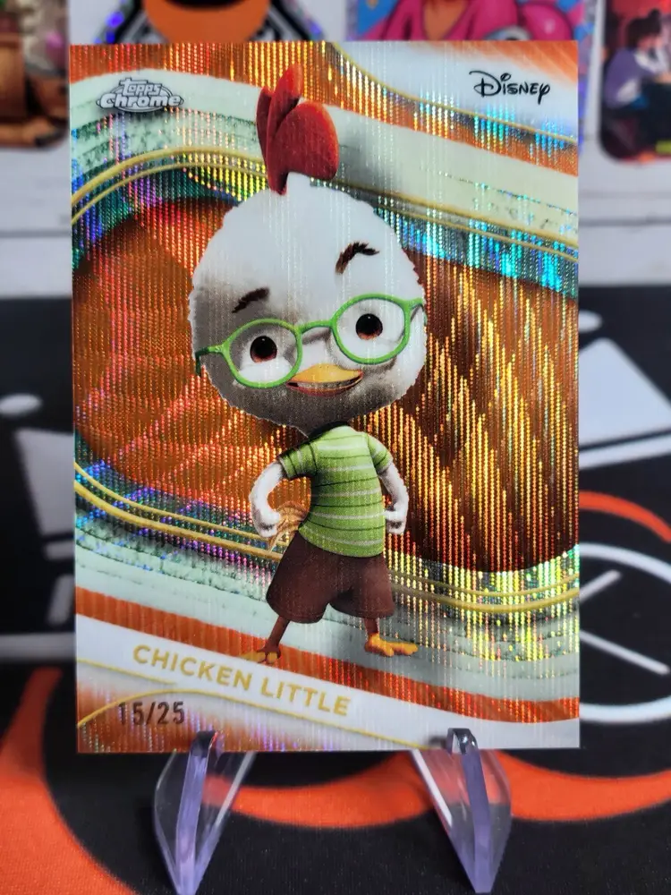 Chicken Little 2025 Topps Chrome Disney #20 Orange Wave Refractor 15/25