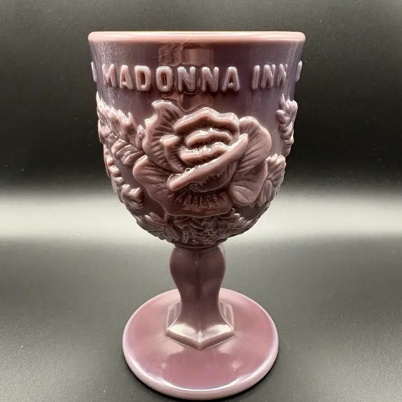 Purple Slag/milk Glass Madonna Inn Water Goblet