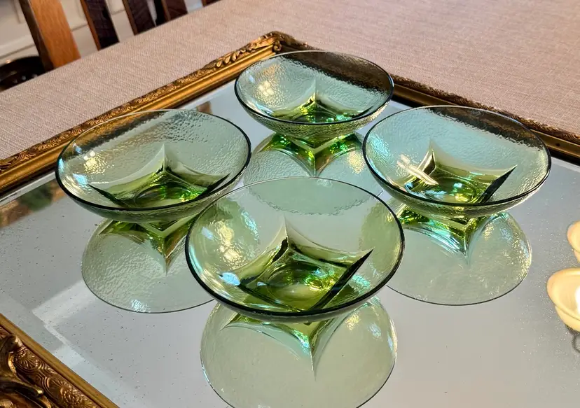 Hazel Atlas Avocado Green Bowls- Set Of 4