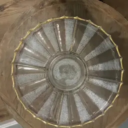 #01 Vintage Jeannette Dewdrop glass serving platter with gold trim. -13”