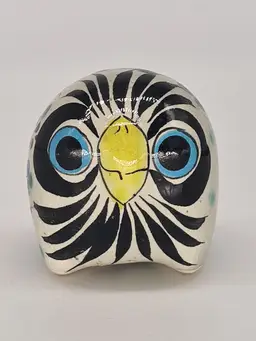 Vtg Tonala Mexican Pottery Owl Artist Signed