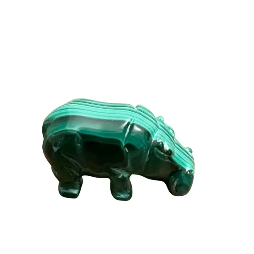 Malachite Carved Hippopotamus Figurine 1 1/3” X 2 1/4”