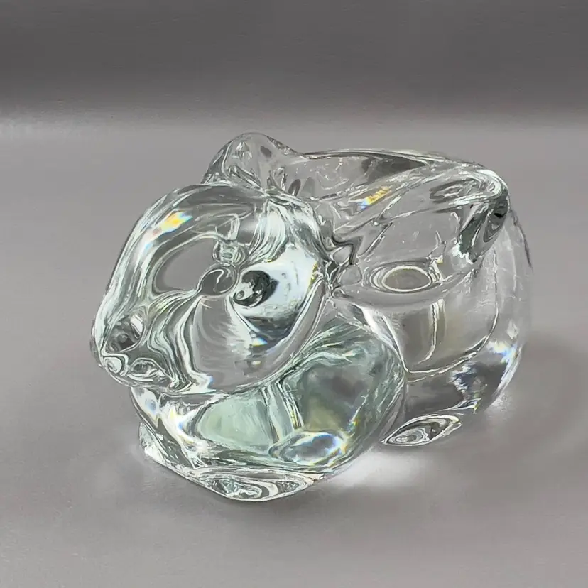Vintage Indiana Glass Clear Bunny Rabbit Votive Candle Holder