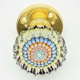 Perthshire End of Day Millefiori Art Glass Paperweight Door Knob On Brass Base