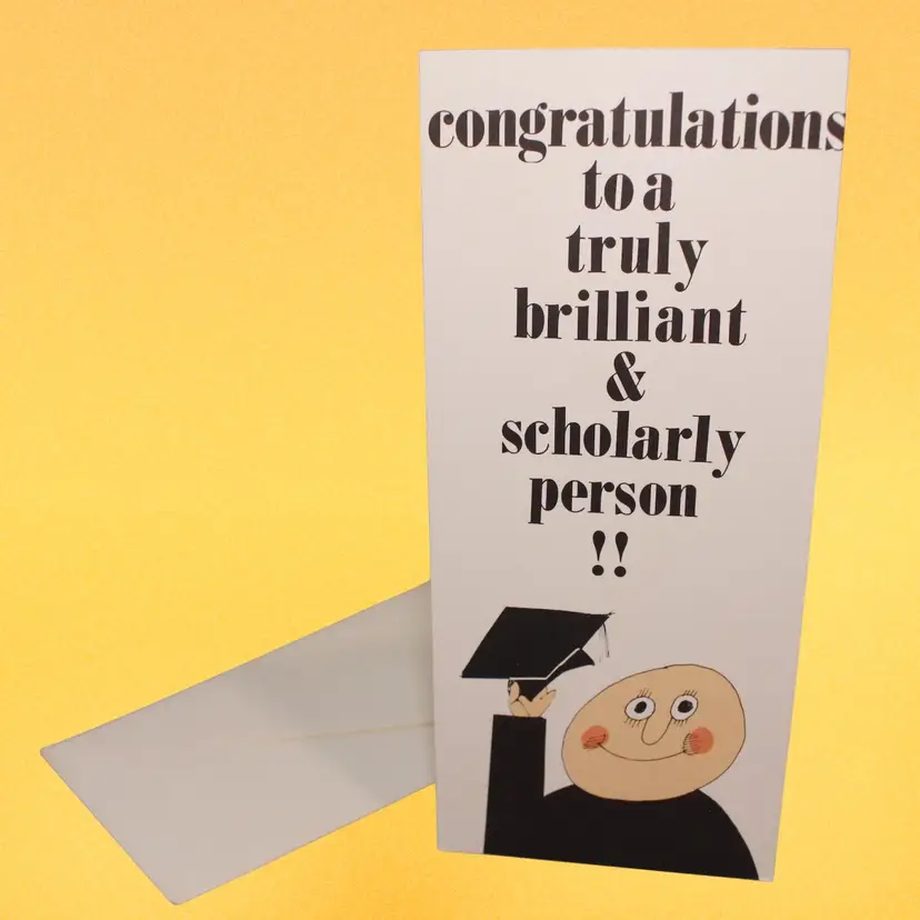 Vintage 1960s Hallmark Scholarly Graduate Graduation Card Funny Humor, Unused w/ Envelope