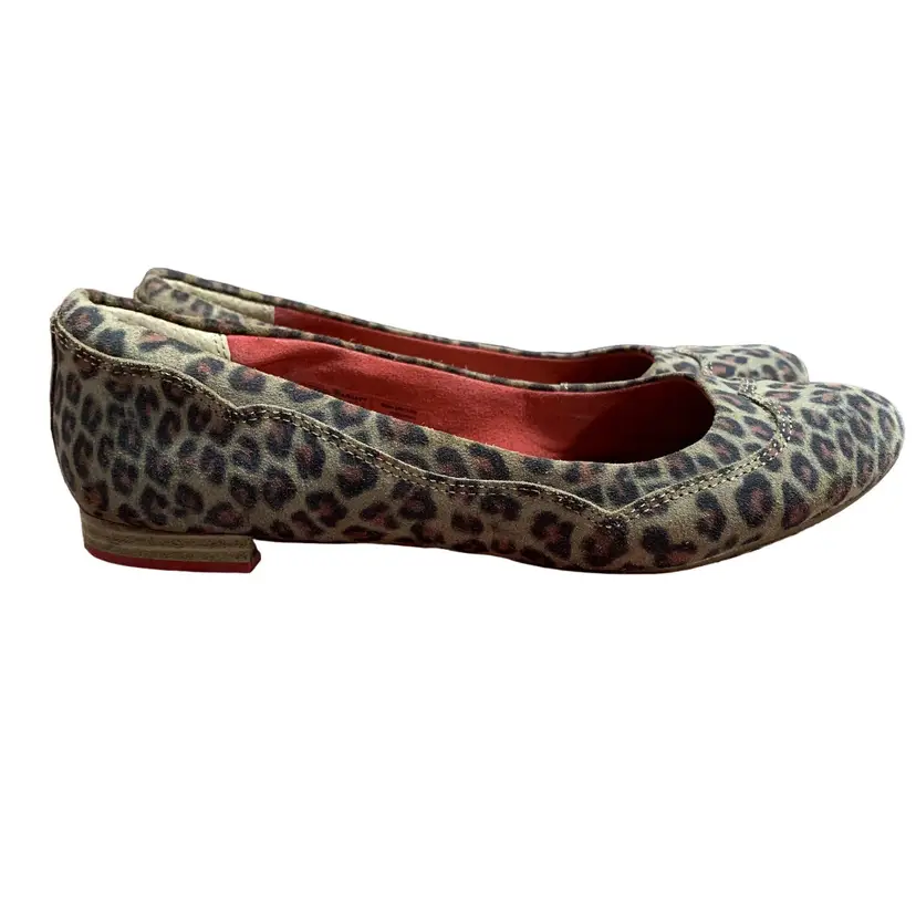 Ariat Audrey Ballet Flats Womens 8.5 B Brown Beige Leather Cheetah Slip-On Shoes