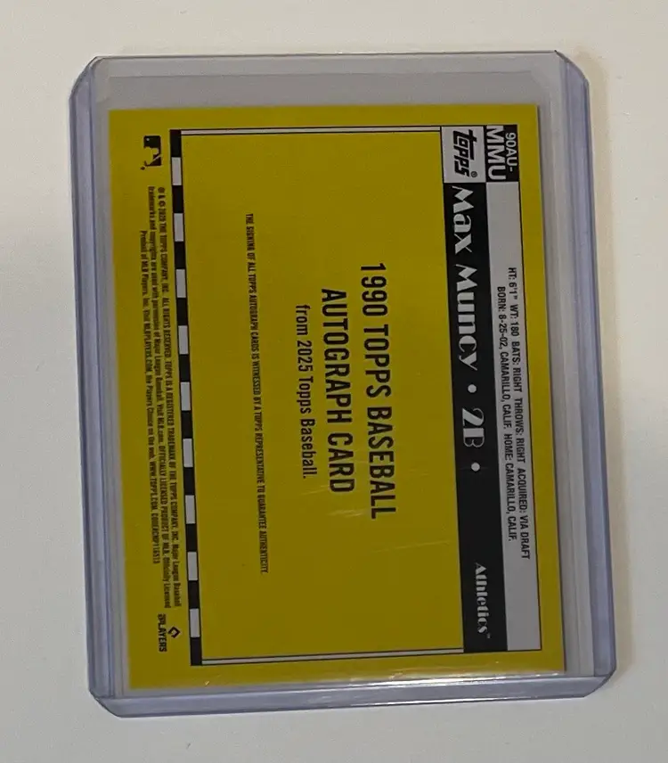 Max Muncy RC 1990 Topps Auto Oakland Athletics