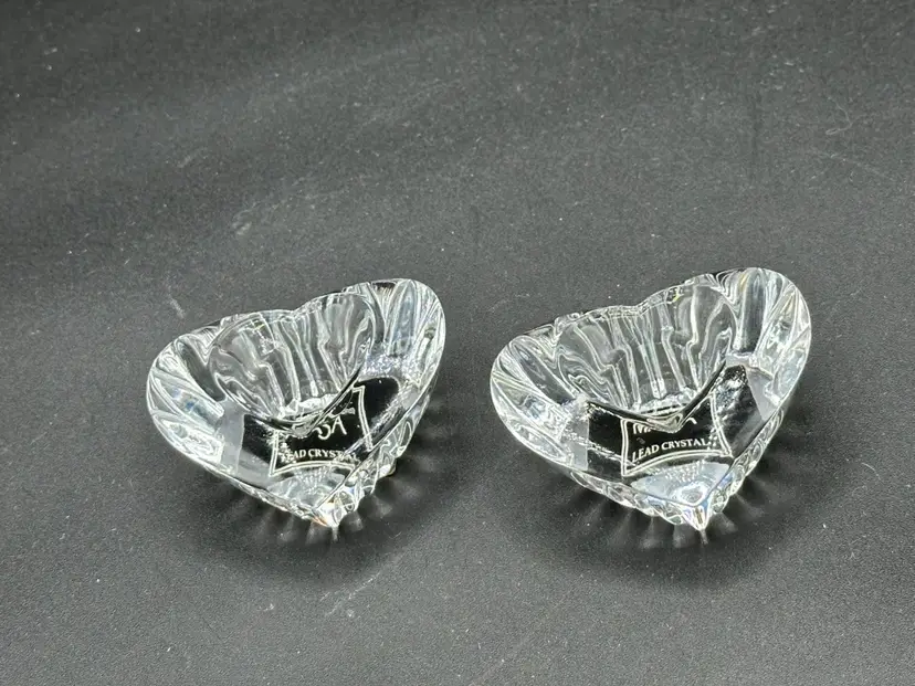 NEW with Labels Mikasa "Heartfelt" Crystal Candle Holders Tapers Sticks Slovenia