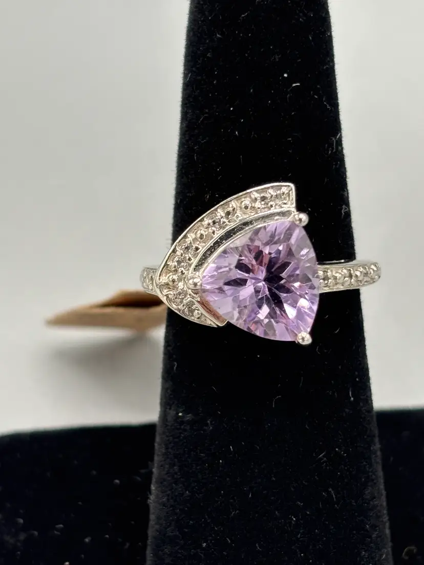 Sterling Amethyst & Diamond ring