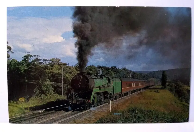 #01 Railroad Postcard Steam Train New South Wales Australia 4-6-2 Railway No 3813