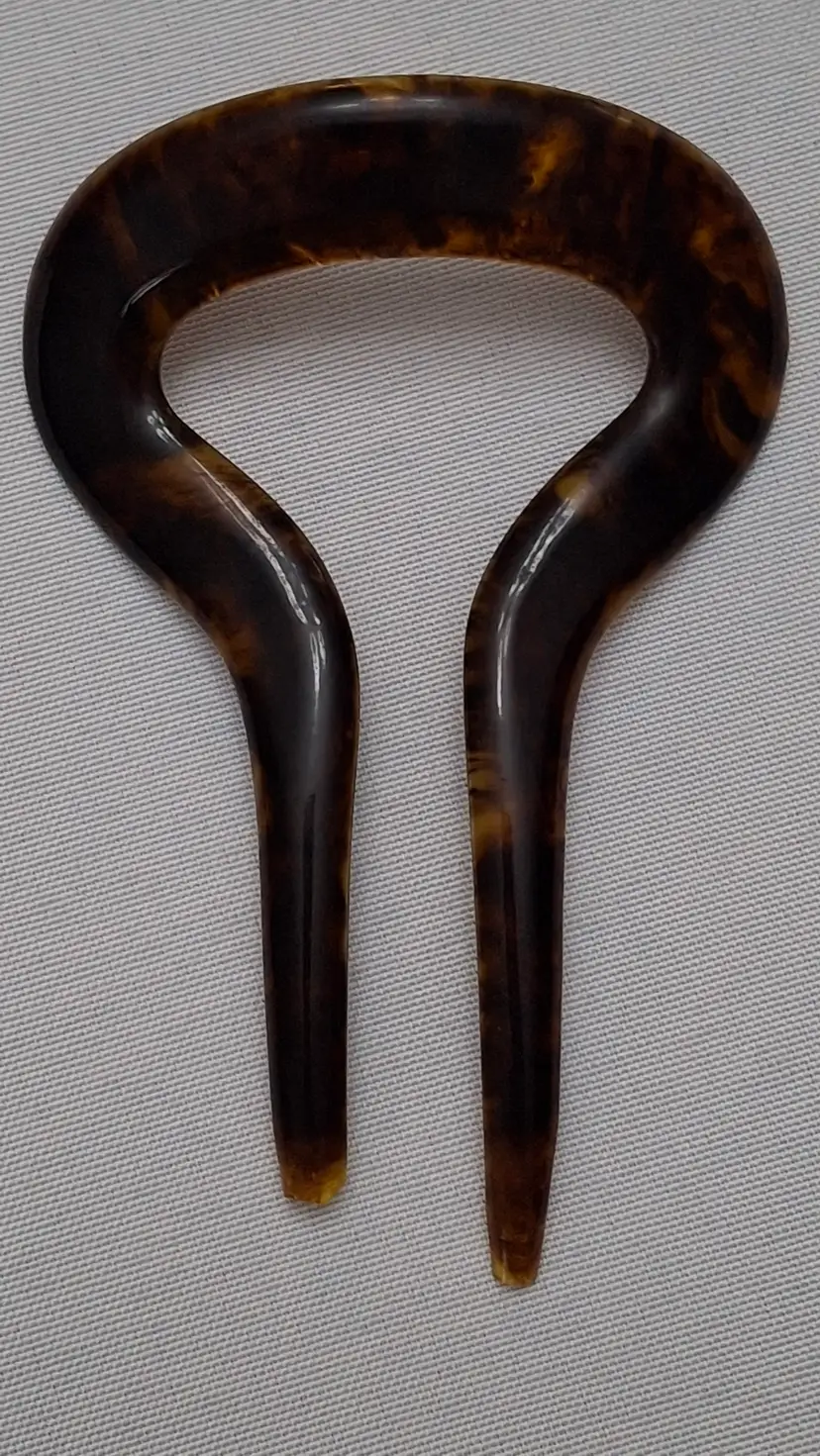 311 ✨ Vintage Celluloid Hair Fork – Large Tortoiseshell Style