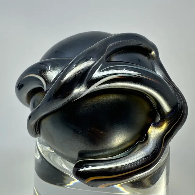 Atomic Grey Swirl Overlay Iridescent Paperweight Signed W E Porter 88’- 3”A