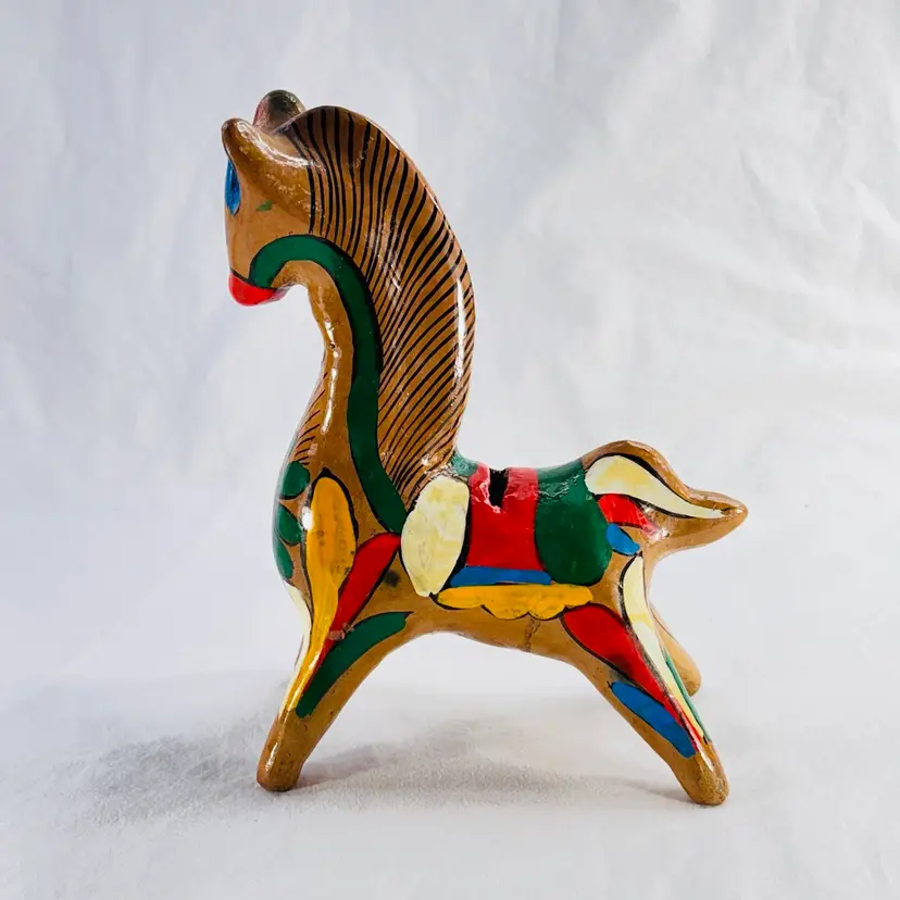 Mexican Folk Art Pottery Bank Horse Glows