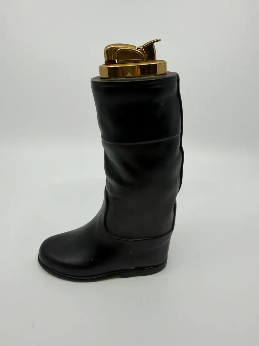 Vintage Evans Fine China Refillable Black Riding Boot Table Lighter