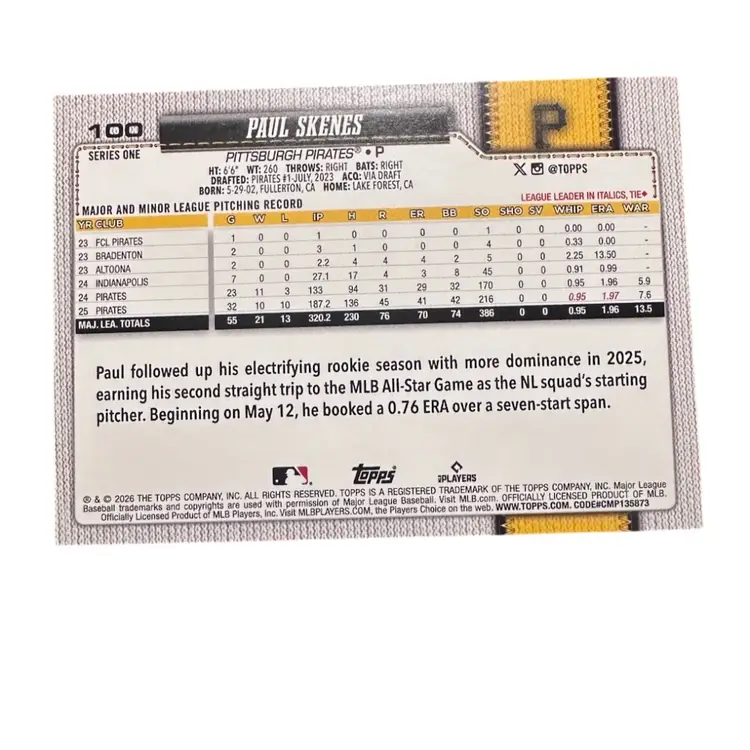 Paul Skenes 2026 Topps Series 1 Green Easter Foil