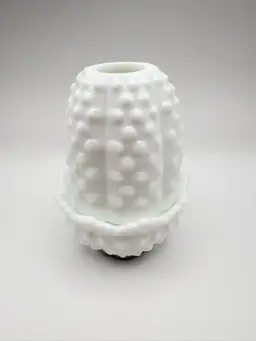 Vintage Fenton Fairy Light Lamp White Milk Glass Hobnail 4.5”